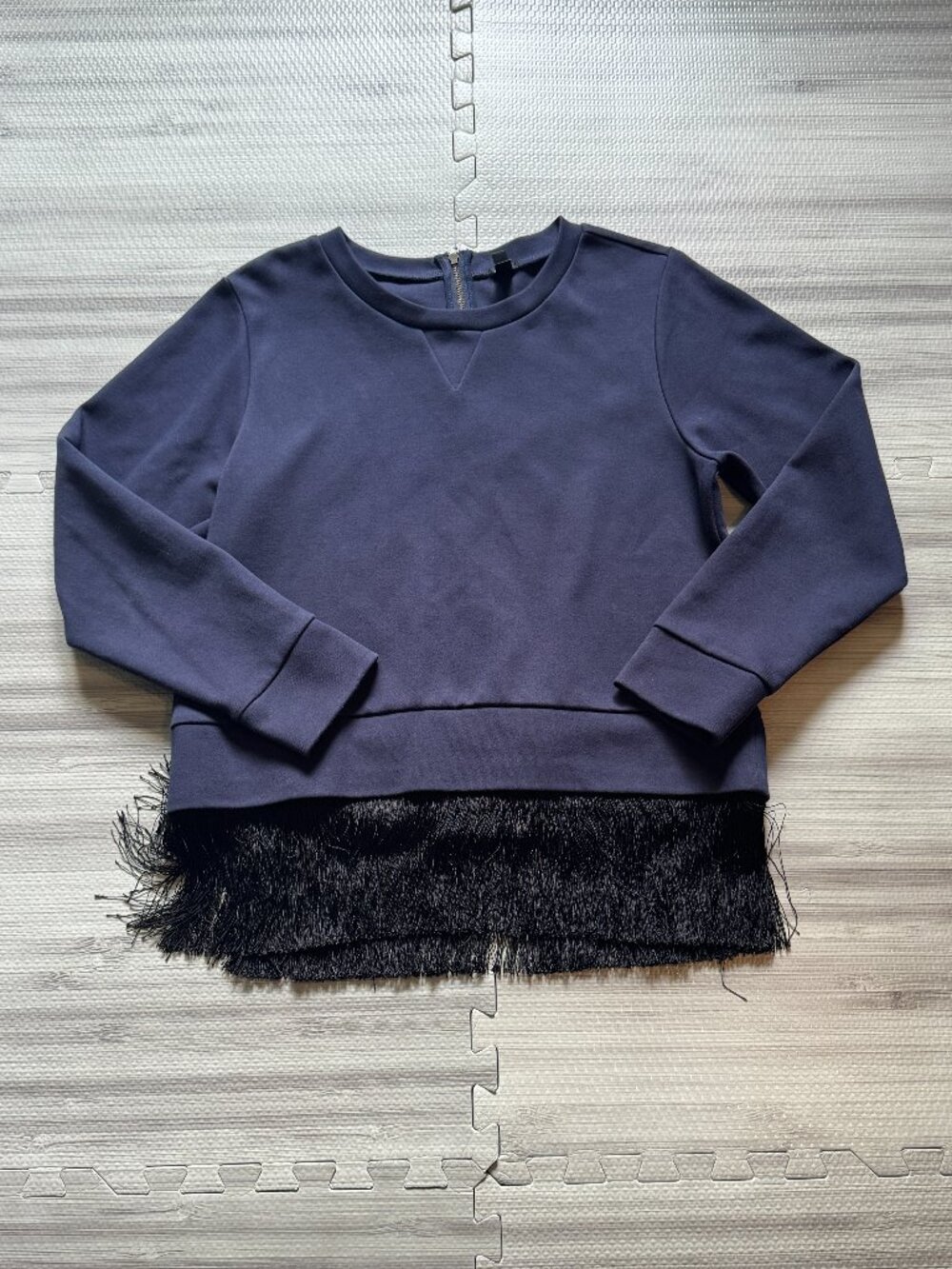 J.Crew Women's Blue Fringe Hem Sweatshirt